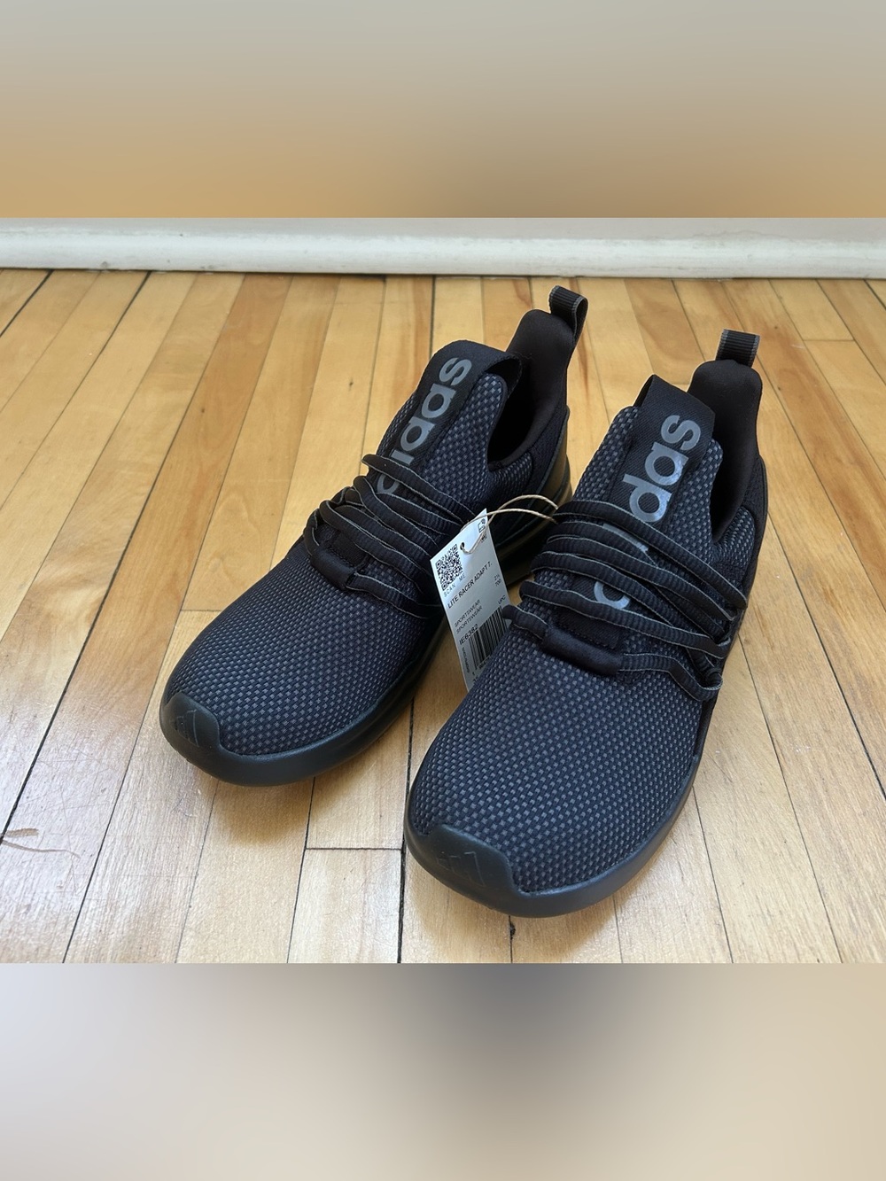 NWT Adidas Boys Black Lite Racer Tennis Shoes